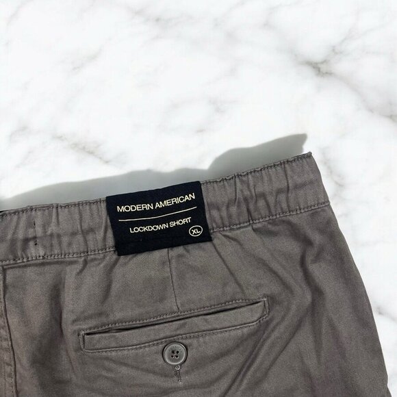 Modern American Lockdown Shorts Size XL Men’s Pull On Vintage Grey Brushed Twill - Picture 4 of 6